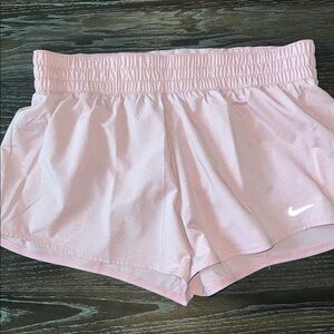 Nike dri fit light pink running shorts Large built in underwear